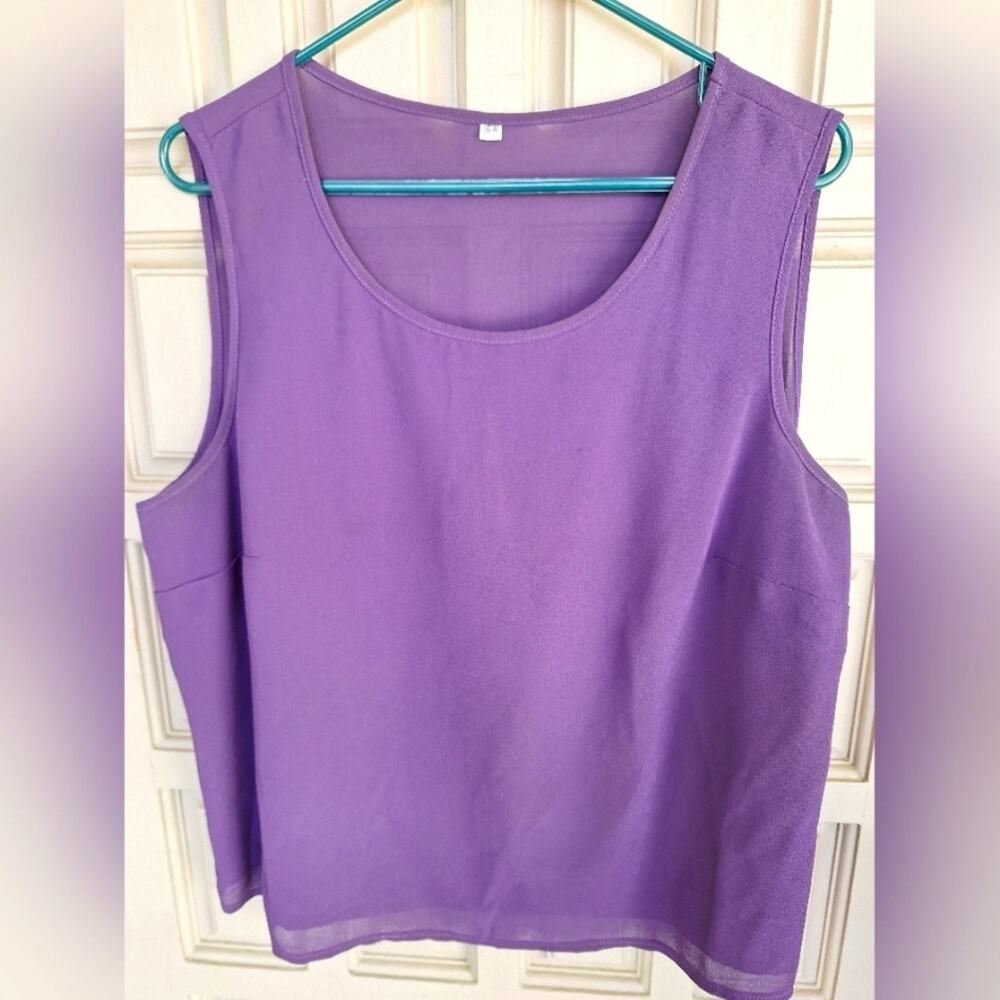 Purple Sleeveless Top Plus Size 16 Lined Front Summer Nice